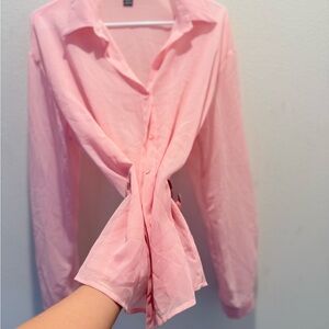 SHEIN Light Pink Button-Down Shirt